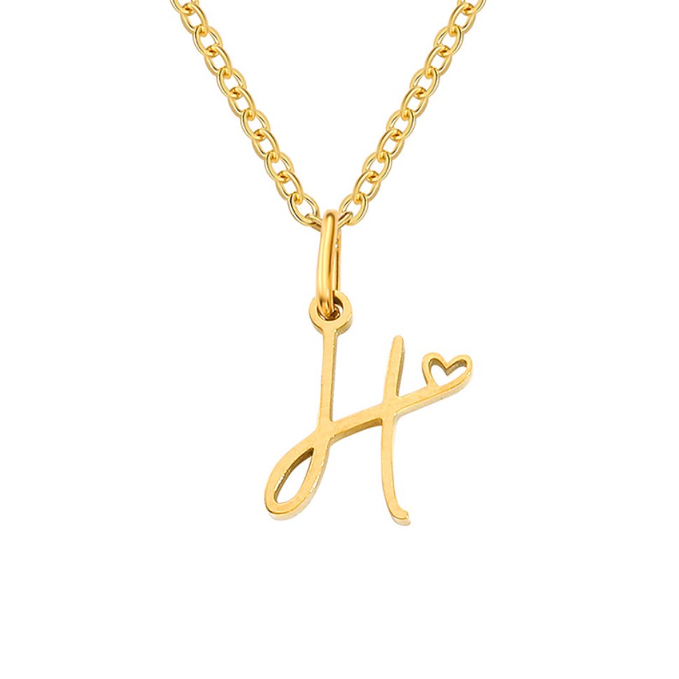 Colar Dourado Letra Coração