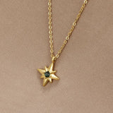 Colar Estrela Guia com Cristal Esmeralda