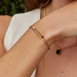 Pulseira em Camadas Pedra Preta &amp; Branca