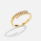 Anel Envolvente em Camadas Ouro & Cristal