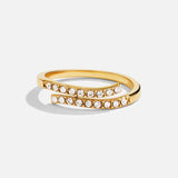 Anel Envolvente em Camadas Ouro & Cristal