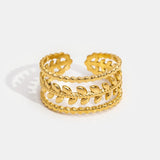 Anel Folha Dourado em Camadas Marissa