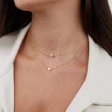 Colar Dourado em Camadas com Estrela e Pérola