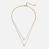 Colar Dourado em Camadas com Estrela e Pérola