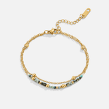 Pulseira em Camadas com Contas de Pedra