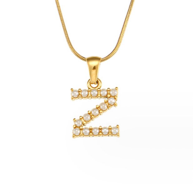 Colar Charm Pérola com Letra