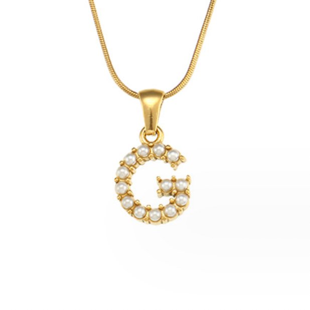 Colar Charm Pérola com Letra