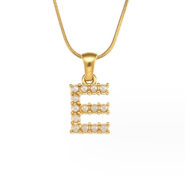 Colar Charm Pérola com Letra