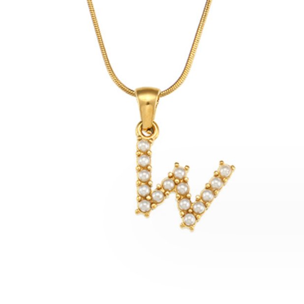 Colar Charm Pérola com Letra