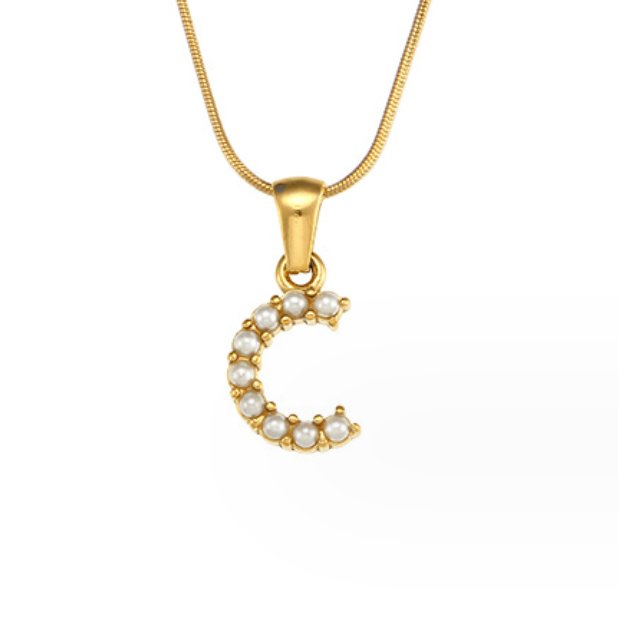Colar Charm Pérola com Letra
