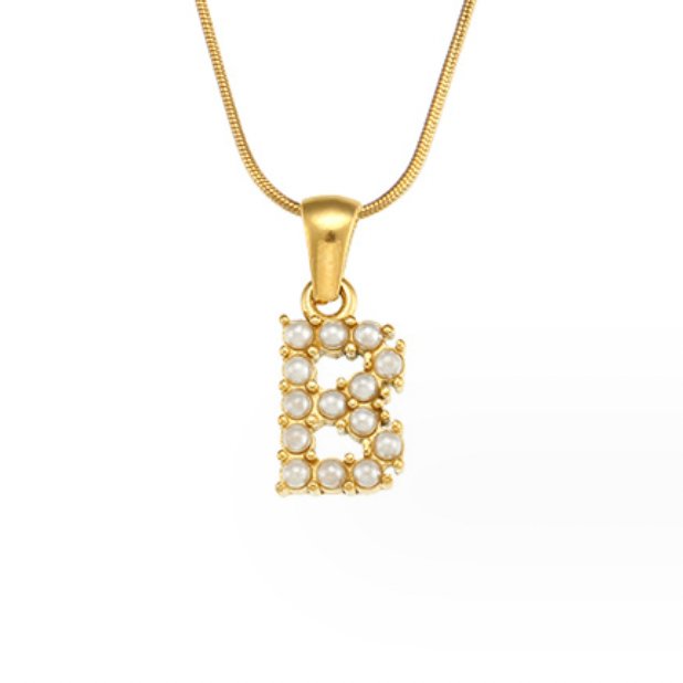 Colar Charm Pérola com Letra