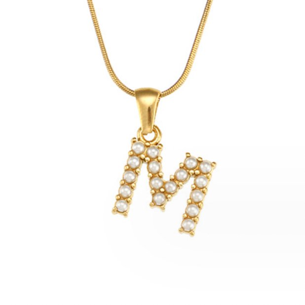 Colar Charm Pérola com Letra
