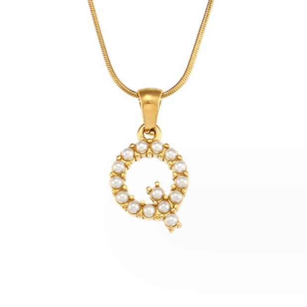 Colar Charm Pérola com Letra