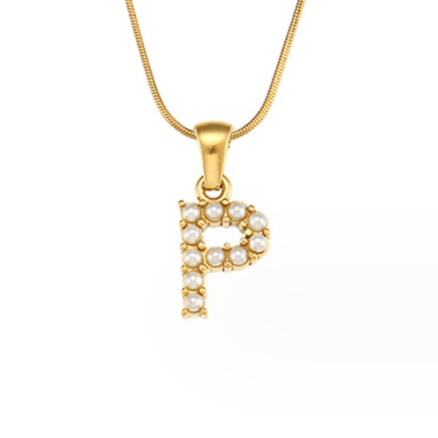 Colar Charm Pérola com Letra