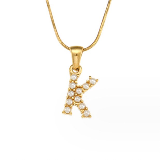 Colar Charm Pérola com Letra