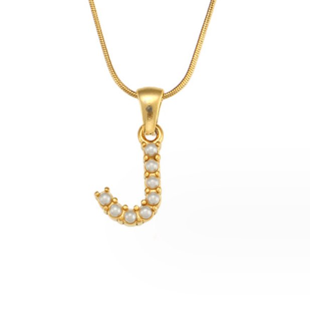 Colar Charm Pérola com Letra