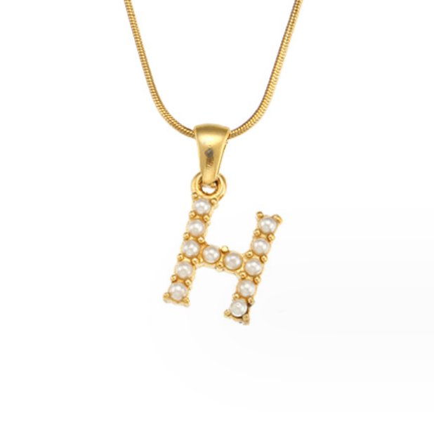 Colar Charm Pérola com Letra