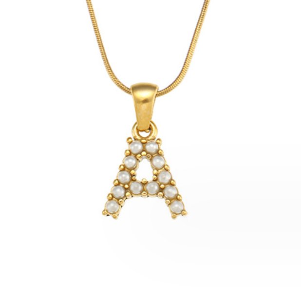 Colar Charm Pérola com Letra
