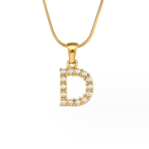 Colar Charm Pérola com Letra