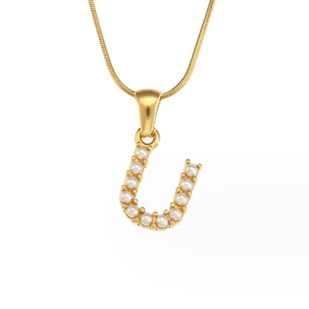 Colar Charm Pérola com Letra
