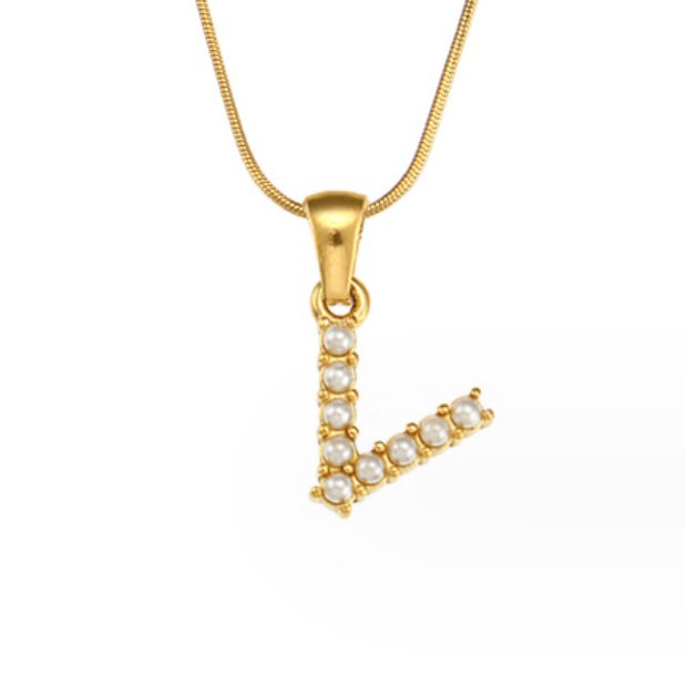 Colar Charm Pérola com Letra