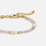 Pulseira com Contas de Pedra da Lua e Pérola