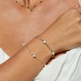 Pulseira com Contas de Pedra da Lua e Pérola