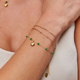 Pulseira Ouro Concha e Contas Verdes Nerissa