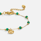 Pulseira Ouro Concha e Contas Verdes Nerissa