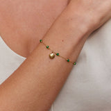 Pulseira Ouro Concha e Contas Verdes Nerissa