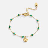 Pulseira Ouro Concha e Contas Verdes Nerissa