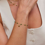 Pulseira Ouro Concha e Contas Verdes Nerissa
