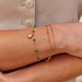 Pulseira Ouro Concha e Contas Verdes Nerissa