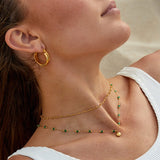Colar Nerissa com Concha Dourada e Contas Verdes