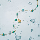 Colar Nerissa com Concha Dourada e Contas Verdes