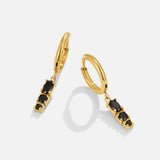 Brincos de Argola Pendente Obsidiana