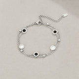 Pulseira de Prata com Ónix e Pedra Branca