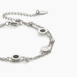 Pulseira de Prata com Ónix e Pedra Branca