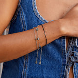 Pulseira de Prata com Ónix e Pedra Branca