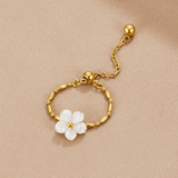 Anel Flor Branca de Pérola