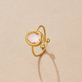 Anel Ouro Cristal Rosa