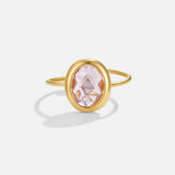 Anel Ouro Cristal Rosa