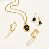Brincos Pendentes de Cristal Preto Piper