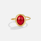 Anel Dourado de Cristal Rubi