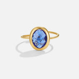 Anel Ouro Cristal Azul Safira