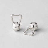 Brincos Argola Prateados Dumbbell