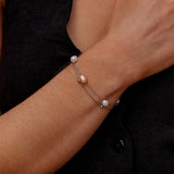 Pulseira em Camadas Prata com Pérola de Água Doce