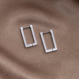 Silver Rectangle Hoop Earrings