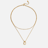 Colar Valerie em Camadas com Pendente Branco
