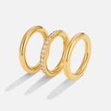 Conjunto de Três Anéis Vana em Ouro e Cristal
